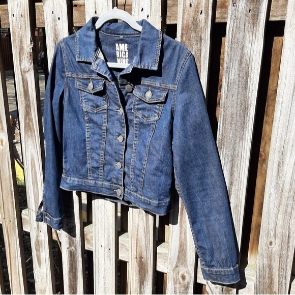 Americanino Blue Denim Jean Jacket Trucker Stretchy Cotton Elastane Size S - Picture 9 of 14